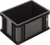 Preview: The image shows a rectangular, black plastic box without a lid. It has tall, straight walls and a smooth, glossy surface. The corners are rounded and sturdy.