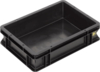 Preview: The image shows a rectangular, flat box made of black plastic. It has high walls and small grip indentations on the sides. The bottom appears sturdy and smooth.