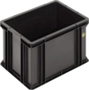 Preview: It is a rectangular, black plastic box. It has smooth walls, an open top, and a sturdy, robust structure. The corners are slightly rounded.