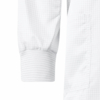 Preview: The image shows part of a white shirt with a fine, checkered pattern. The sleeve has an elastic cuff at the end. The fabric appears light and casual.