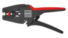 Preview: The image shows a black-red crimping tool. It features an ergonomic handle design with red accents and a mechanical drawing on the top. The blades are unfolded and ready for use.