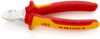 Preview: The image shows a red-yellow pliers with sharp edges and ergonomic handles. The pliers are made of shiny metal and bear the inscription "Knipex".