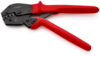 Preview: The image shows a pair of pliers with red plastic handles. The head of the pliers has various grooves and beveled edges, likely for cutting or stripping wires.