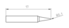 Preview: The image displays a technical drawing of a sharp object measuring 17 units in length. The tip features a rounded shape (Ro.1). The design is simple, devoid of color.