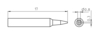 Preview: The image shows a technical drawing of a sharp metal object. It has a length of 17 mm and tapers to a point. The cross-sectional dimensions are Ø0.8 mm and Ø0.3 mm.