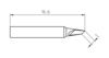 Preview: The image displays a technical drawing of a tool with a length of 16.6 units. The edge is angled and features an opening at the tip, which is slightly beveled.