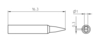 Preview: The image displays a technical drawing of a part. It has an elongated shape with a pointed tip. At one point, the diameter and dimensions are specified: 16.3 mm, Ø1 mm, and 0.3 mm.