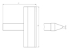 Preview: Das Bild zeigt eine technische Zeichnung eines Bauteils. Es hat eine T-Form mit den Maßen 27 mm Breite und 33 mm Höhe. An einem Ende verjüngt sich das Teil zu einer Spitze.