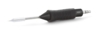 Preview: In the image, a soldering iron is visible. It has a black, rubberized handle with grooves for better grip. The tip is made of metal and slightly shaped to allow for precise work.