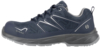 Preview: The shoe is a dark blue, lightweight sports shoe with gray accents. It features a textured upper, a grippy sole, and is lace-up. Ideal for athletic activities.