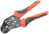 Preview: The image shows a pair of pliers with red and black handles. The pliers have a sturdy, shiny metal surface and a mechanism for stripping wires.