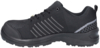 Preview: The image shows a black work shoe with a breathable mesh upper. It has a textured, non-slip sole and some gray design elements on the side.