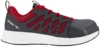 Preview: The shoe is lightweight and sporty with a gray and red color scheme. It has a textile upper and a grippy, white sole. The laces are red, the side structure is breathable.