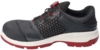 Preview: The shoe is sporty and modern, in black with gray and red accents. It has a breathable surface, a non-slip sole, and a convenient toggle lacing closure.