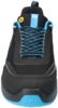 Preview: The image shows a black sports shoe with blue shoelaces. The upper part of the shoe is made from a breathable material, and the sole has a textured tread.