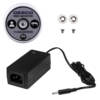 Preview: The image shows a small, round device labeled "DESCO MINI MONITOR". Next to it is a black power supply with a long cable and connector plug. Two screws are also depicted.