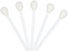 Preview: The image shows five white cotton swabs in a row. Each cotton swab has a round, soft head on one end and a long, thin stem.