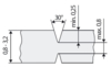 Preview: The image displays a technical drawing of a V-shaped profile. Dimensions with values from 0.8 to 3.2 and an angle of 30 degrees are indicated. Additional dimensions mark minimum and maximum values.