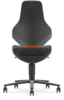 Preview: The chair has a modern, ergonomic shape with a high backrest. It stands on a five-rayed, swivel base. An orange accent is visible in the middle of the backrest.