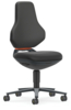 Preview: The office chair has a black, contoured backrest, a wide seat, and five casters. It features a central support bearing and appears modern and ergonomic.