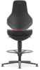 Preview: The image shows a modern, ergonomic office chair in black and gray. It has a high backrest, a round seat, and a sturdy base with a footrest.