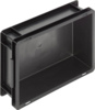 Preview: The image shows a rectangular, box-shaped plastic container in black. It has a smooth surface, no lids, and is hollow inside. The walls are sturdy and slightly reinforced.