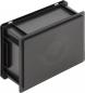 Preview: The image displays a rectangular, black plastic container. It has smooth surfaces and a lid opening that is not visible. The corners are rounded, and it appears sturdy and functional.