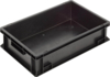 Preview: The image shows a rectangular, flat box made of black plastic. It has high walls and open sides, with smooth interior surfaces. The top edge is straight and sturdy.