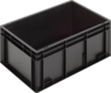 Preview: The image shows a rectangular, black plastic box without a lid. It has smooth sides and is of medium height, ideal for storing items.