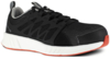 Preview: The shoe is sporty and lightweight, with a black mesh upper and gray accents. The sole is white and has a reddish underside, which provides good cushioning.