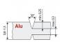 Preview: The image displays a technical diagram with a cross-sectional view of an aluminum profile. It includes dimensions and angles, with a text in red indicating "Alu".