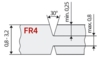 Preview: The image displays a technical diagram with a typical section for FR4 material. Dimensions and angles are specified: height 0.8 to 3.2, angle 30°, width 0.25 to 0.8.