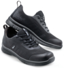 Preview: In the picture, there are two black sports shoes. They have a breathable surface, a non-slip sole, and laces. The design is modern and simple.