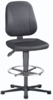 Preview: This is a black, height-adjustable office chair with a padded seat and backrest. The chair stands on five wheel-less legs and has a round footrest.