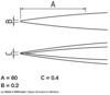 Preview: Das Bild zeigt zwei schematische Darstellungen. Oben sind zwei Linien, die in einem Punkt zusammentreffen, mit den Maßen A (60 mm) und B (0,2 mm). Unten scheinen Linien divergierend zu verlaufen mit Maß C (0,4 mm).