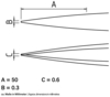 Preview: Das Bild zeigt zwei Diagramme mit Linien, die unterschiedliche Formen darstellen. Es gibt Maße: A ist 50 mm, B 0.3 mm und C 0.6 mm, alle in Millimetern angegeben.