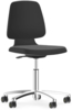 Preview: The chair is simple and modern, in matte black. It has a rounded backrest and a wide seat. On a chromed base, there are five casters that allow for mobility.