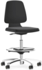 Preview: The office chair has a black, ergonomic seat and a backrest. It stands on a five-ray base with casters and an adjustable height. Elegant, simple shape.