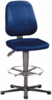 Preview: The chair has a blue upholstery and is height adjustable. It has a round metal footrest and a sturdy base with five casters for good mobility.