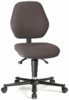 Preview: The chair has a gray, upholstered seat and backrest. It is swivel, height-adjustable, and stands on a black base with casters. Ergonomic design for comfort.