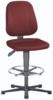 Preview: The stool has a red upholstered seat and a high backrest. It stands on a sturdy, black base with five casters and has a round metal foot ring.