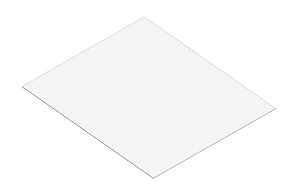 The image shows a simple, blank sheet of paper at a slight angle. It is rectangular and has a white surface without any text or patterns.