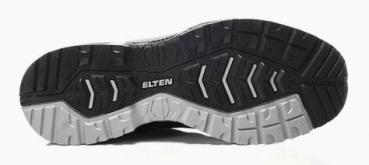 The image shows the sole of a shoe. It features a sturdy, non-slip tread with various deep and shallow patterns. The logo "ELTEN" is visible in the center.