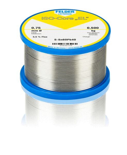 The image shows a coil of wire housed in a blue, round casing. The wire gauge is 0.75 mm and the total weight is 500 g.