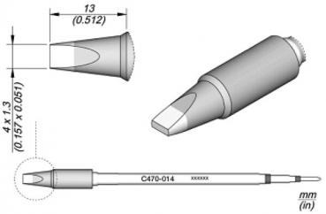 Das Bild zeigt eine technische Zeichnung eines Stifts. Oben sind die Vorder- und die Seite des Stifts dargestellt, unten der Stift in der Seitenansicht. Maße sind angegeben.