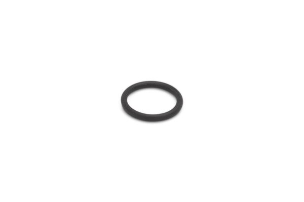 The image shows a thin black rubber or silicone ring. It has a continuous, round circumference and is lying on a light background. The ring appears simple and inconspicuous.