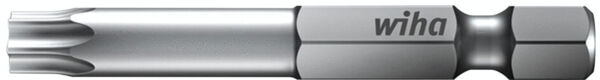 The image shows a silver bit with a hexagonal and a slotted tip. On the side, the word 