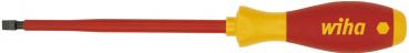 The image shows a screwdriver with a red-yellow handle. The handle has an ergonomic shape and is labeled with 