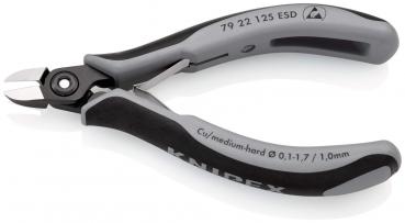 The image shows a pair of pliers with gray and black handles. The pliers have a small, sharp cutting edge and are suitable for precise cutting of wires or similar materials.