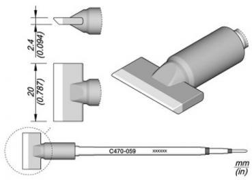 The image displays a technical drawing of a lens. It consists of a cylindrical body with a flat, rectangular end. The dimensions are provided.